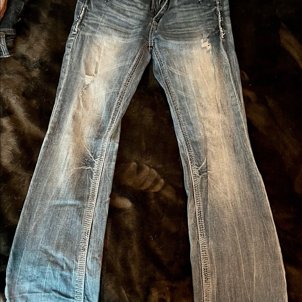 Faded blue jeans